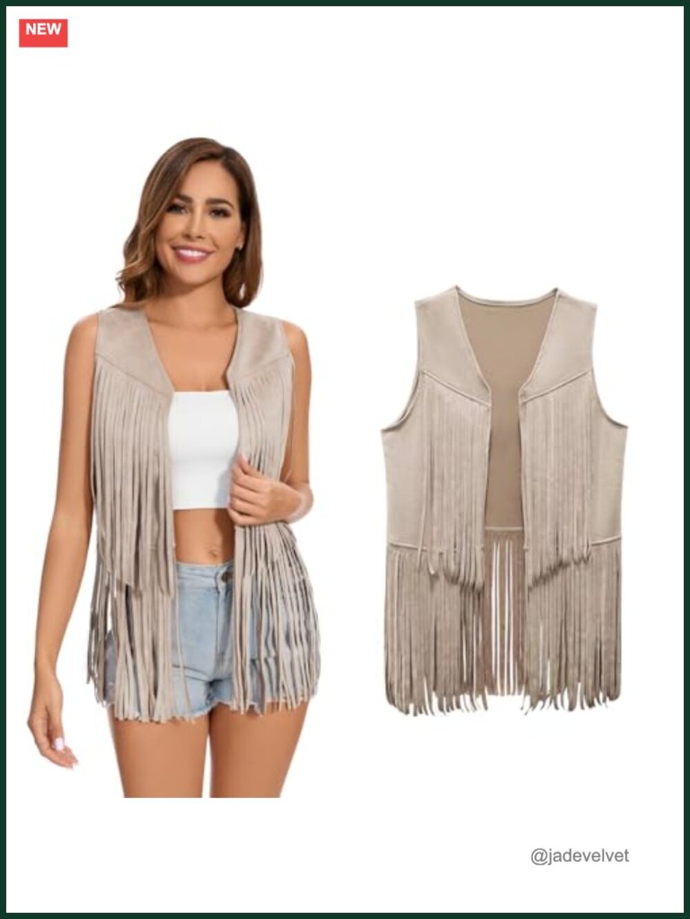 Faux Suede Fringe Vest 60s 70s Hippie Cowgirl Western Tassel Sleeveless Jacket